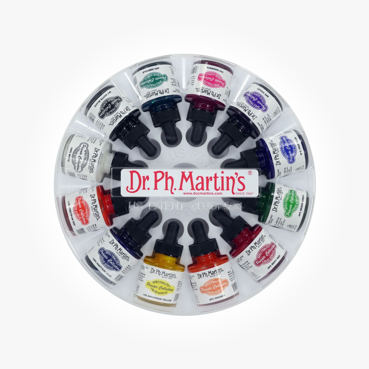 Dr. Ph. Martin's® Spectralite Private Collection Liquid Acrylics, 1.0 US fl oz, Set 1, 1 Set of 12 Bottles